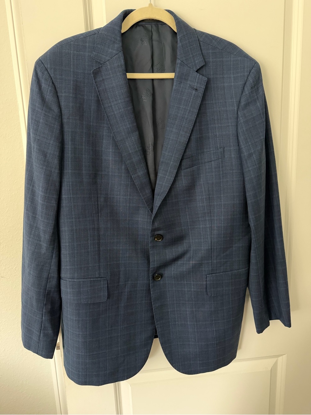 Jos. A. Bank Reserve Men's Navy Blue Plaid 100% Wool Tailored Sport Coat 44R
